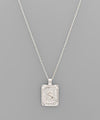 Silver Rectangle Initial Necklace