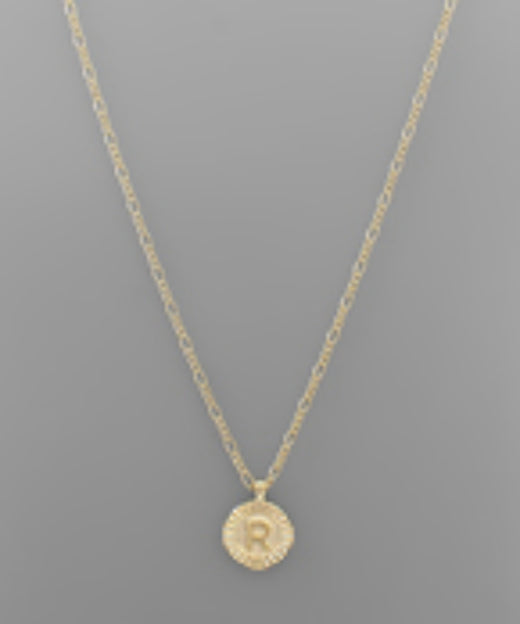 Round Burst Gold Initial Necklace