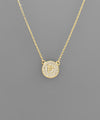 Gold Pave Circle Initial Necklace