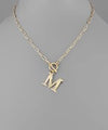 Gold Paperclip Initial Toggle Necklace