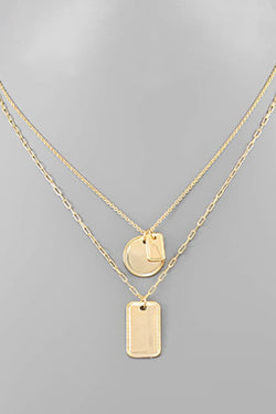 Gold Dipped Paperclip 2 Chain Pendant Necklace