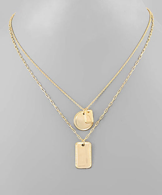 Gold Dipped Paperclip 2 Chain Pendant Necklace