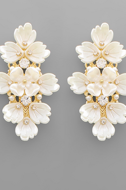 Leaf & Flower Crystal Earrings