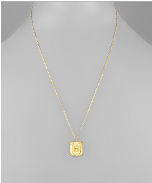 Initial Rectangle Necklace Gold Dipped Lulubelles Boutique