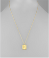 Initial Rectangle Necklace - Gold Dipped