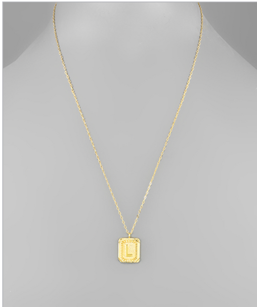 Initial Rectangle Necklace - Gold Dipped