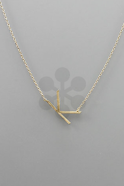 Brass  1" Initial Necklace