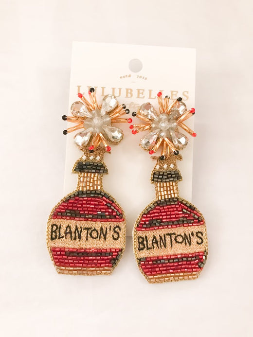 Blanton's Bourbon Hand Beaded Earrings