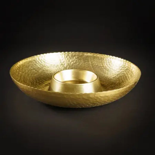 Gilded Hammered Chip and Dip Serving Bowl