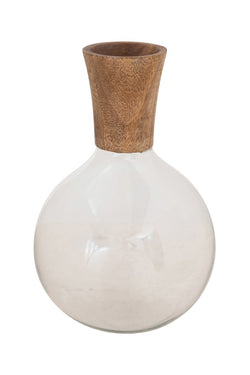 Glass Decanter with Mango Wood Neck
