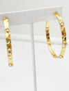 Hammered Gold and Crystal Hoops