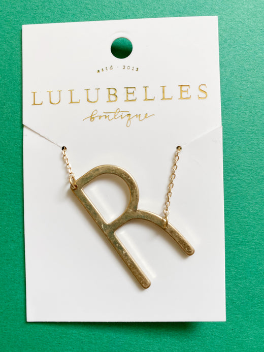 Initial Pendant Necklace --  Large Letter  1 1/2"