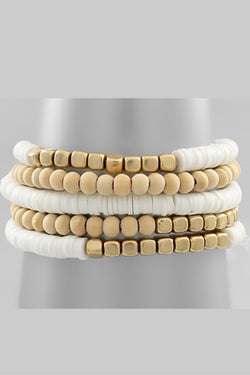 Rubber and Wood Bracelet Set of 5