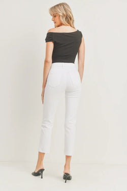 White Clean Slender Straight Jean
