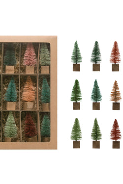 Bottle Brush Trees w/Wood Base Boxed Set