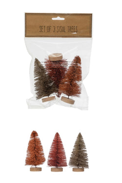 Sisal Bottle Brush Trees in Bag, Set of 3